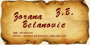 Zorana Belanović vizit kartica